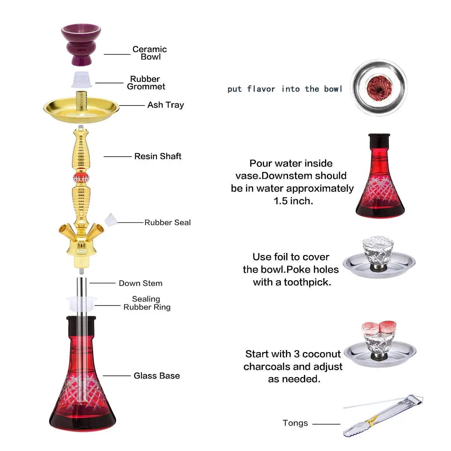 Glass Hookah Set - 4 Hose Classic Shisha for Party & Club - Ez Shisha