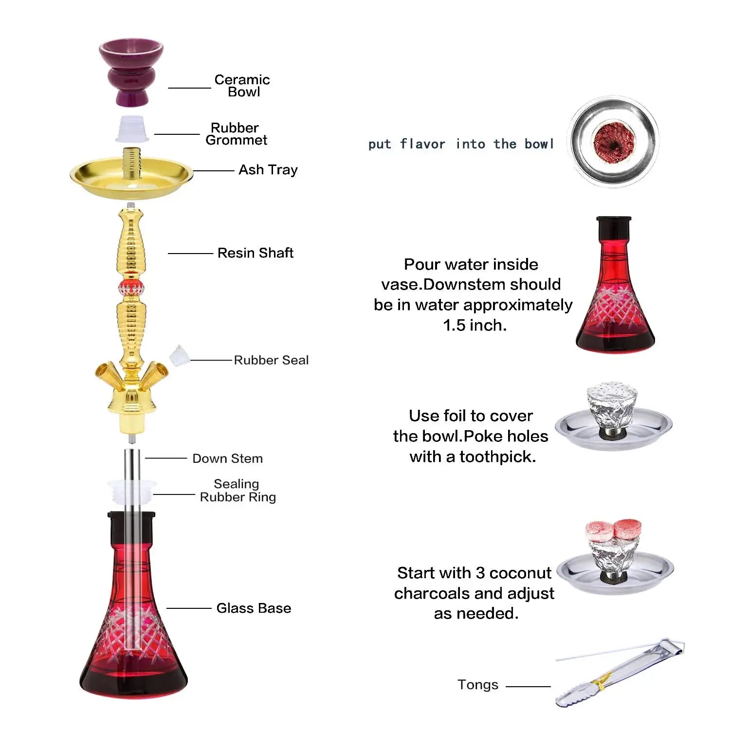 Glass Hookah Set - 4 Hose Classic Shisha for Party & Club - Ez Shisha
