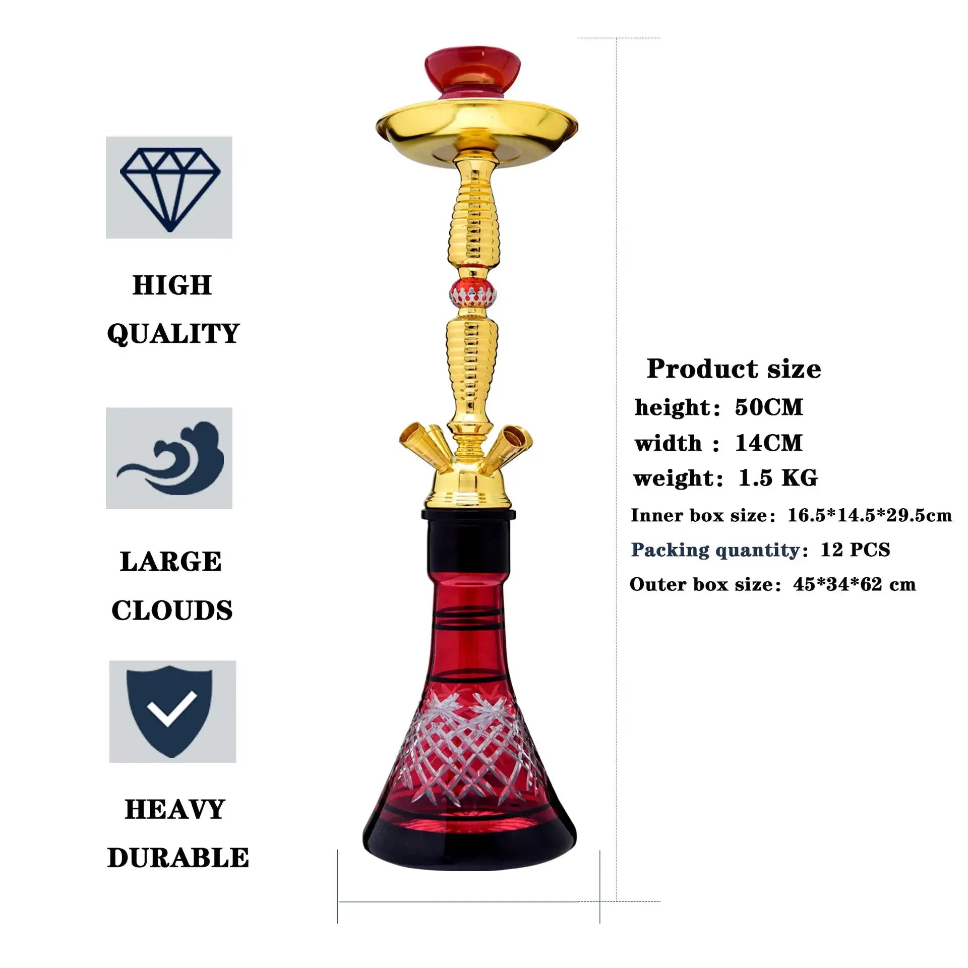 Glass Hookah Set - 4 Hose Classic Shisha for Party & Club - Ez Shisha